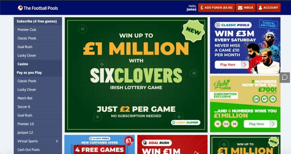 The Football Pools homepage