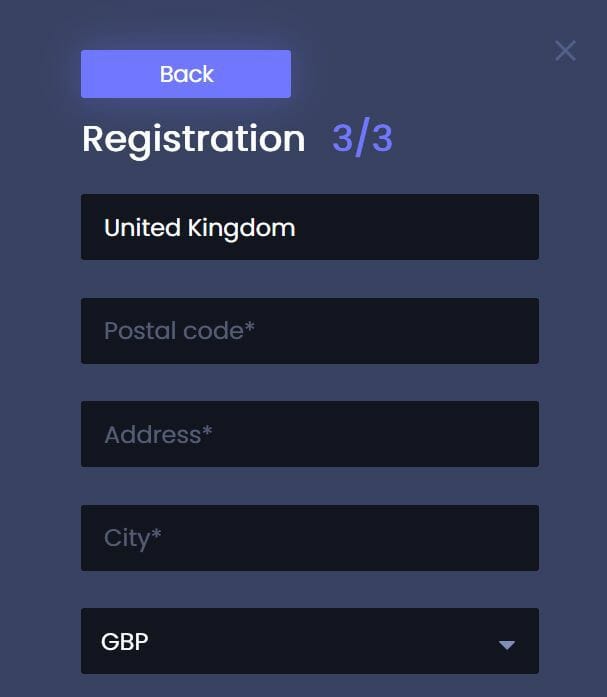 21LuckyBet Registration Screenshot