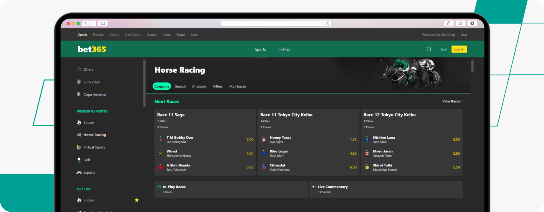 screenshot of bet365 glorious goodwood betting page