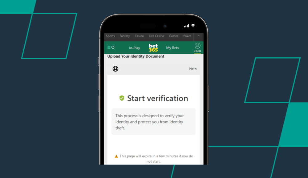 screenshot showing bet365 kyc process