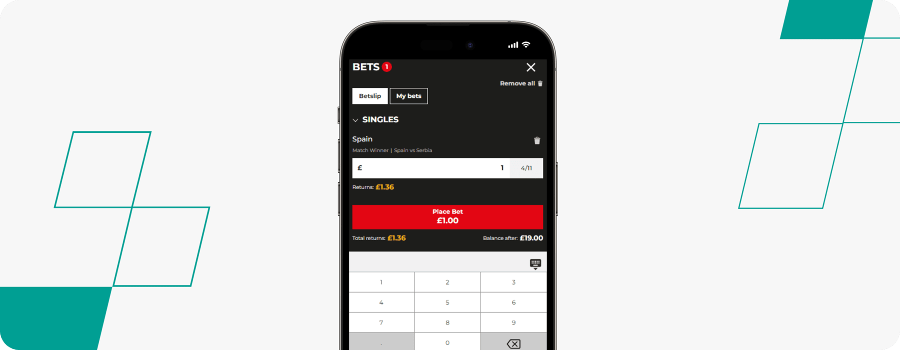 screenshot of dragonbet bet slip