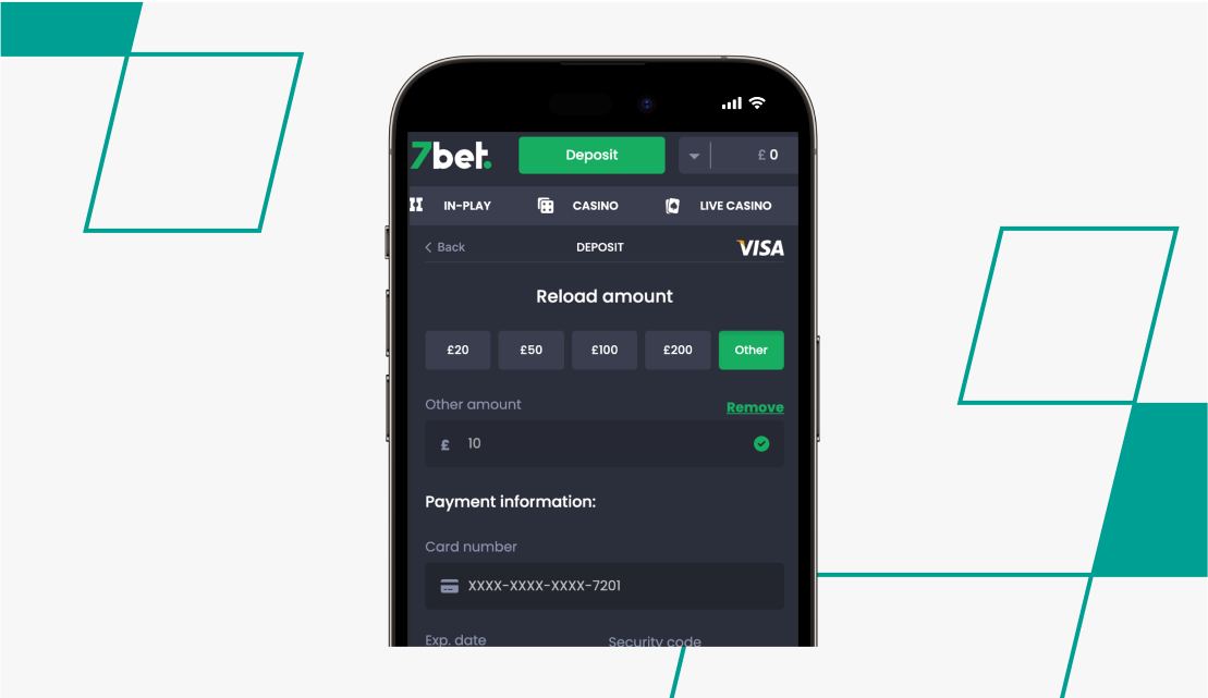 screenshot of 7bet deposit process